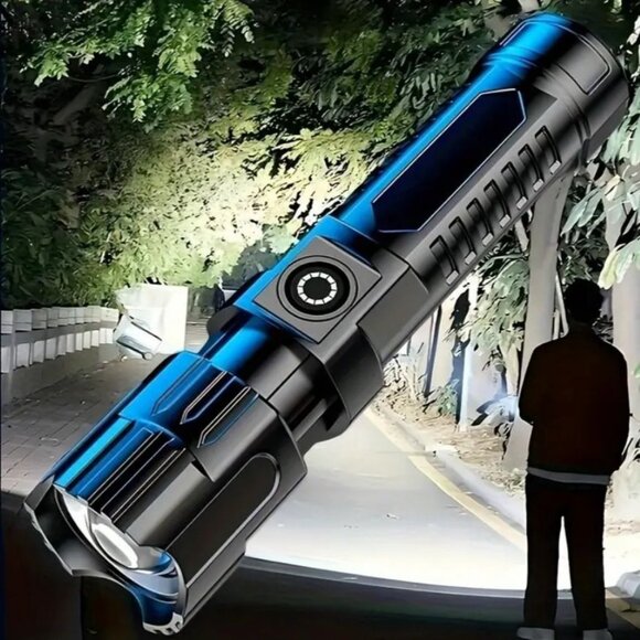 Ultra-Bright LED Flashlight - USB Rechargeable, Adjustable Zoom, Wide Beam - Picture 2 of 3